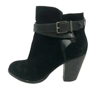 Gianni Bini Black Suede Buckled Heeled Booties Ankle Boots Women's Size 7